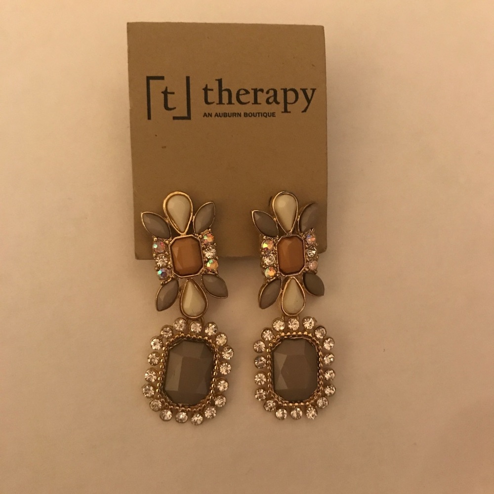Grey Stone Statement Earrings